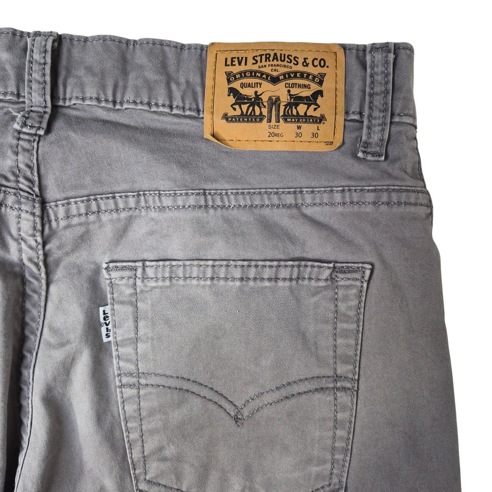 Levi's Pants Boys 20 (30x30) Gray 511 Slim‎ Fit Chino Trousers Stretch White Tab